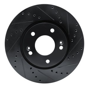 Hyundai Santa Fe Brake Rotor (1) - Front Right - R1 Concepts - Drilled & Slotted - Black - `07-`09